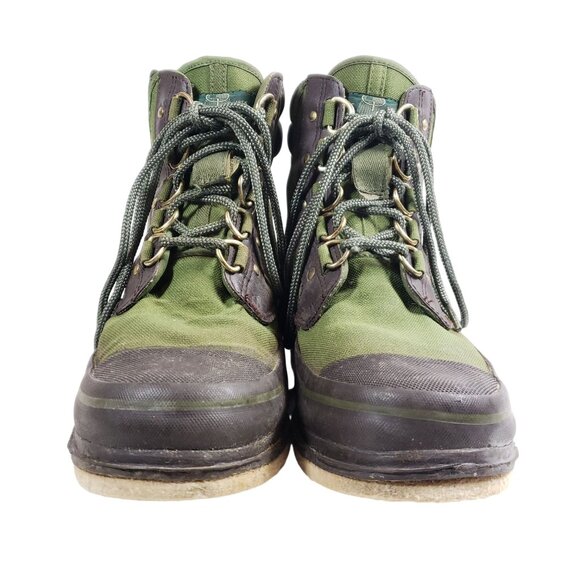 Orvis Mens Size 8 Green Canvas Wading Fishing Felt Bottom Boots - Picture 6 of 9